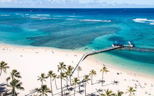 Der weltberühmte Waikiki Beach auf der Hawaii Insel Oahu, USA © Jeff Whyte / Shutterstock.com