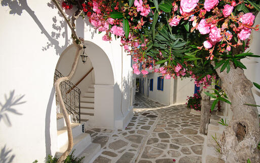 Gepflasterte Straße in Chora © great_photos / Shutterstock.com